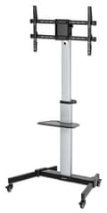 Miniatyrbillede 1 af 3: MANHATTAN multimedie-tv-stativ i aluminium på hjul Til skærme fra 94,00 cm (37") til 218,40 cm (86") og op til 50 kg, kan vippes -10 til 5°, drejes 90