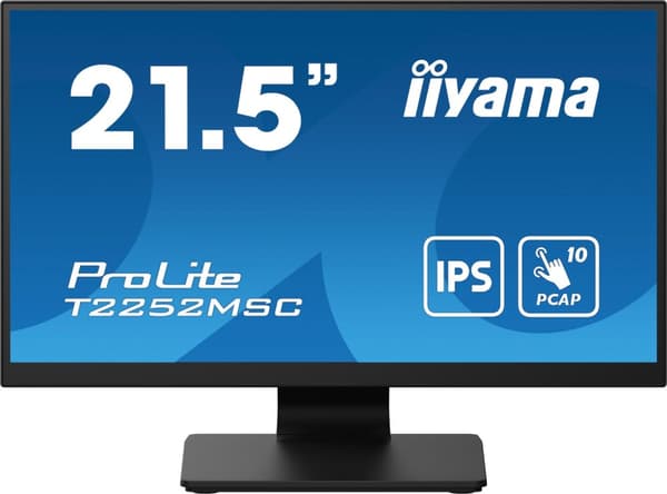 Iiyama ProLite T2252MSC-B2 LED-skærm - 54,5 cm (21,5"), sort (mat), touch, 1.920 x 1.080 pixels, FHD, HDMI [Energiklasse C] (T2252MSC-B2) Sort