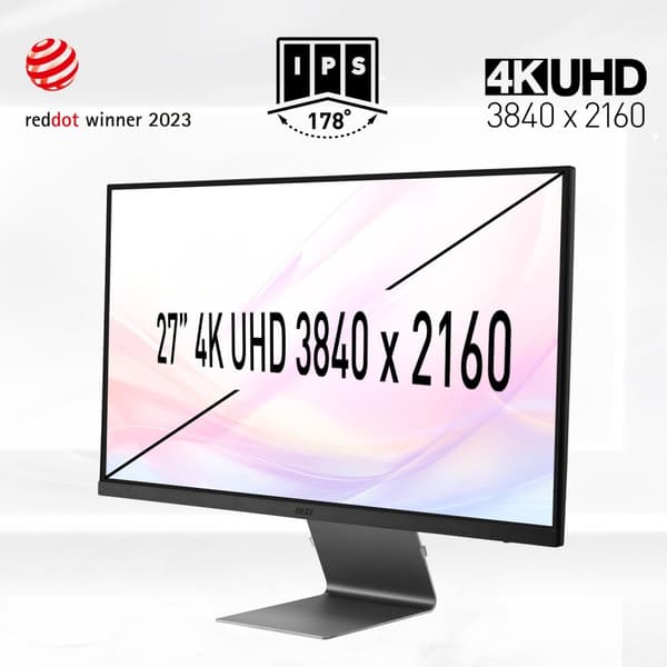 MSI Modern MD271ULDE, LED-skärm - (69 cm (27"), grå, 4K, HDMI, DisplayPort) [Energiklass F] (9S6-3PB8CH-003)
