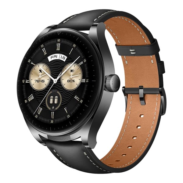 Huawei Watch Buds - 47 mm - rostfritt stål - smartklocka med rem - läder - handledsstorlek: 140-210 mm - display 3,6 cm (1,43") - Bluetooth, NFC - 66,