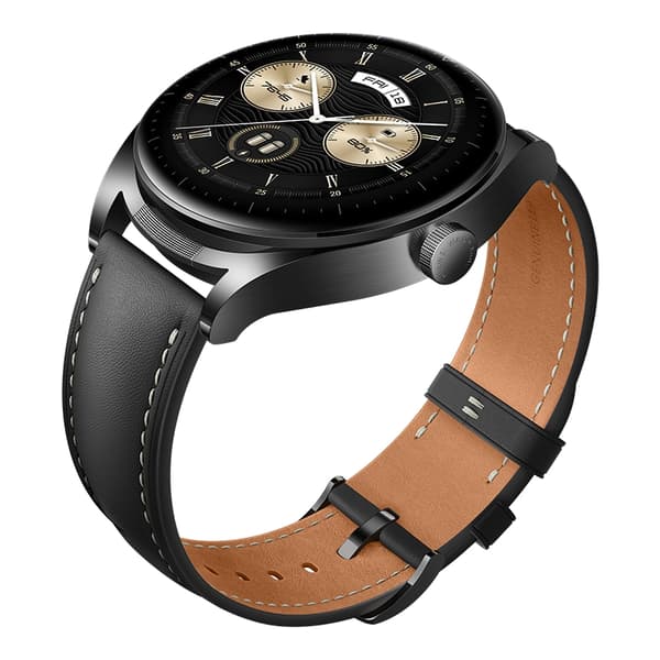Huawei Watch Buds - 47 mm - rostfritt stål - smartklocka med rem - läder - handledsstorlek: 140-210 mm - display 3,6 cm (1,43") - Bluetooth, NFC - 66,