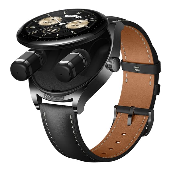 Huawei Watch Buds - 47 mm - rostfritt stål - smartklocka med rem - läder - handledsstorlek: 140-210 mm - display 3,6 cm (1,43") - Bluetooth, NFC - 66,