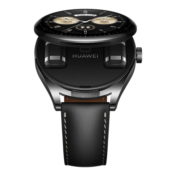 Huawei Watch Buds - 47 mm - rostfritt stål - smartklocka med rem - läder - handledsstorlek: 140-210 mm - display 3,6 cm (1,43") - Bluetooth, NFC - 66,