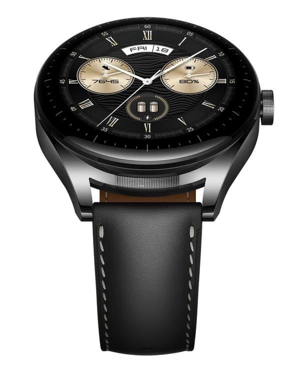 Huawei Watch Buds - 47 mm - rostfritt stål - smartklocka med rem - läder - handledsstorlek: 140-210 mm - display 3,6 cm (1,43") - Bluetooth, NFC - 66,