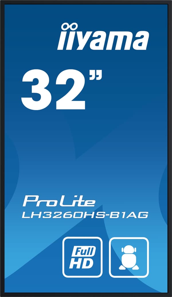 iiyama PROLITE Digital A-board 80 cm (31,5") LED WLAN 500 cd/m² Full HD Svart Inbyggd processor Android 11 24/7 (LH3260HS-B1AG)