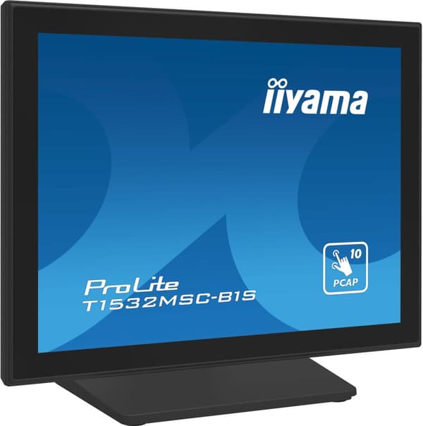 iiyama 38,10 cm (15") PCAP reunaton etuosa, 10P Touch, 1024x768, kaiuttimet, VGA, DisplayPort, HDMI, 330cd/m2 (kosketuksella), USB-liitäntä, sisäänrak