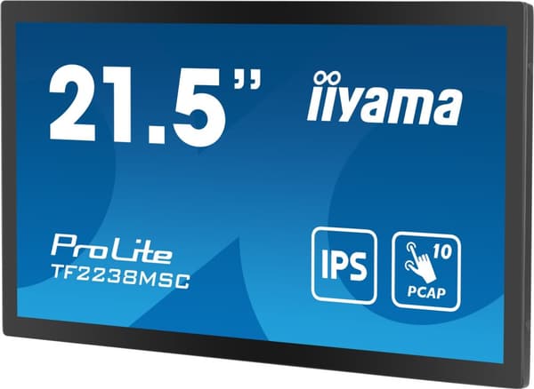 Iiyama TF2238MSC 54,5 cm MTOUCH-näyttö IPS 21,5" - 1920x1080 - DP, HDMI, USB, PCAP - Litteä näyttö (TFT/LCD) - 54,5 cm - IPS - Musta [Energialuokka D]
