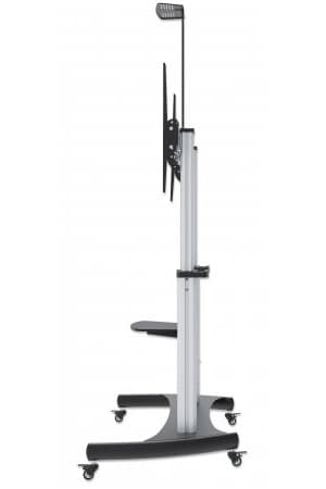 Manhattan Heavy-Duty Premium Multimedia TV-vogn - Kurv til LCD / Plasmapanel / AV-system / Kamera - Aluminium - Sort, Sølv - Skærmstørrelse: 152,4-254