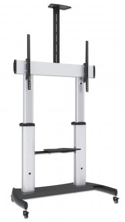 Manhattan Heavy-Duty Premium Multimedia TV-vogn - Kurv til LCD / Plasmapanel / AV-system / Kamera - Aluminium - Sort, Sølv - Skærmstørrelse: 152,4-254
