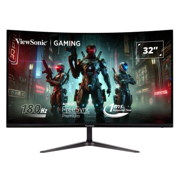 Kurvad PC-gamer-skärm - VIEWSONIC - 32" FHD - VA-panel - 1 ms - 180Hz - DisplayPort - AMD FreeSync - VX3218-PC-MHD