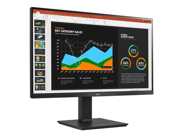 LG 27BQ75QB-B - LED-skjerm - 27" - 2560 x 1440 QHD @ 75 Hz - IPS - 350 cd/m² - 1000:1 - HDR10 - 5 ms - HDMI, DisplayPort, USB-C - høyttalere - svart
