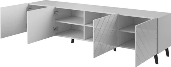 Cama RTV skab ABETO 200x42x52 hvid/blank hvid - Hvid - Medium density fiberboard (MDF) - Hvid - Medium density fiberboard (MDF) - 4 hylder - Matt (ABE