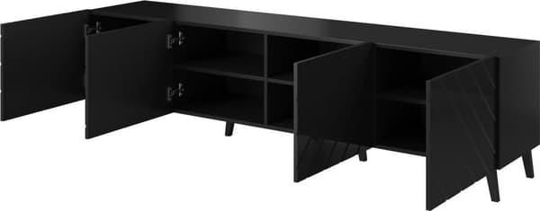 Cama RTV kabinet ABETO 200x42x52 blank sort - Sort - Medium density fiberboard (MDF) - Sort - Medium density fiberboard (MDF) - 4 hylder - Matt (ABETO