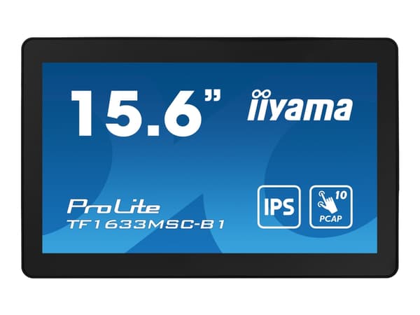 iiyama ProLite TF1633MSC-B1 - LED-skjerm - 15.6" - åpen ramme - berøringsskjerm - 1920 x 1080 Full HD (1080p) @ 60 Hz - IPS - 450 cd/m² - 1000:1 - 5