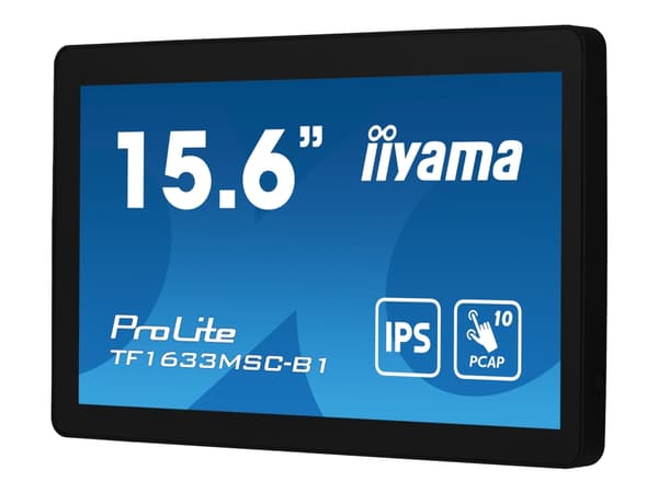 iiyama ProLite TF1633MSC-B1 - LED-skjerm - 15.6" - åpen ramme - berøringsskjerm - 1920 x 1080 Full HD (1080p) @ 60 Hz - IPS - 450 cd/m² - 1000:1 - 5 Sort