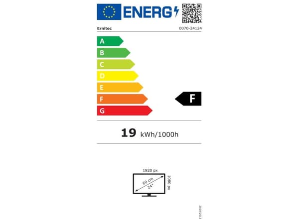 Ernitec 0070-24124-POE, 61 cm (24"), 1920 x 1080 piksler, Full HD, LED, 5 ms, Sort