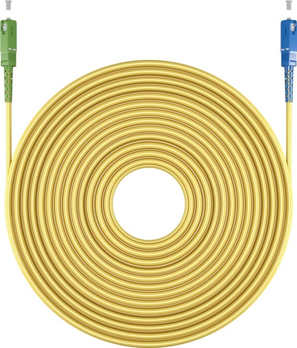 Goobay Fiberoptisk kabel (FTTH), Singlemode (OS2) Gul, gul (Simplex), 2 m plugg SC-APC (8°) > SC-plugg (UPC), halogenfri kabelkappe (LSZH)