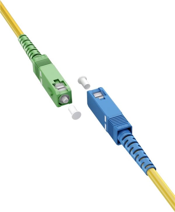 Goobay Fiberoptisk kabel (FTTH), Singlemode (OS2) Gul, gul (Simplex), 25 m plugg SC-APC (8°) > SC-plugg (UPC), halogenfri kabelmantel (LSZH)