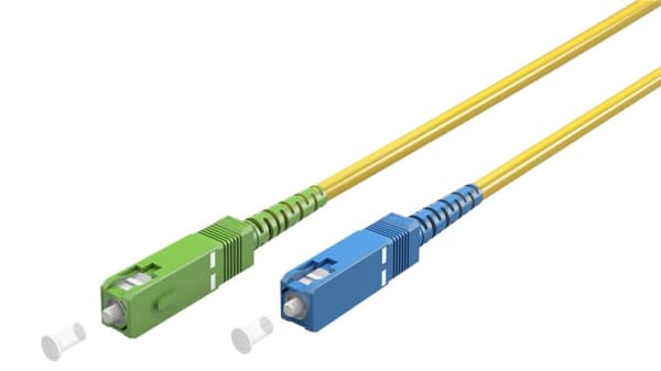 Goobay Fiberoptisk kabel (FTTH), Singlemode (OS2) Gul, gul (Simplex), 25 m plugg SC-APC (8°) > SC-plugg (UPC), halogenfri kabelmantel (LSZH)
