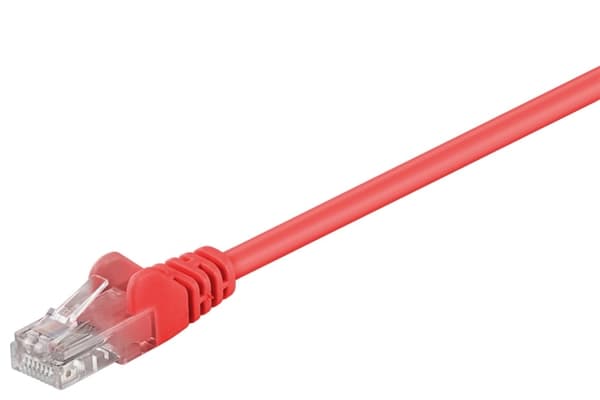 Goobay Patchkabel CAT 5e, U/UTP, röd, 0,5 m kopparklädd aluminiumtråd (CCA)