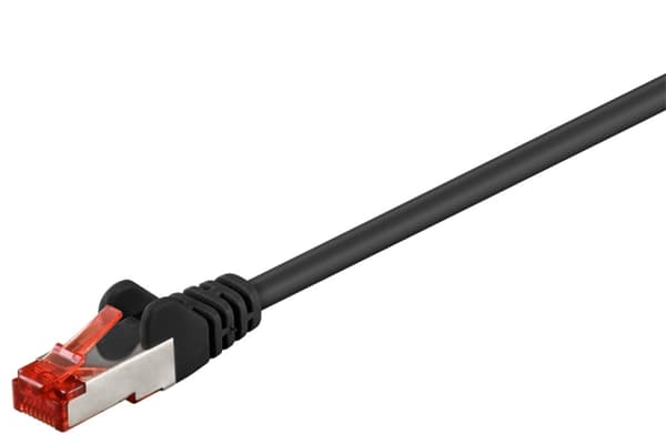 Goobay Kretskabel CAT 6, S/FTP (PiMF), svart, 0,5 m kobberleder (CU), halogenfri kabelmantel (LSZH)