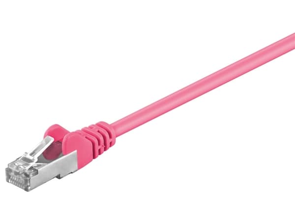 Goobay Netværkskabel CAT 5e, SF/UTP, magenta, 1 m kobberbeklædt aluminiumleder (CCA)