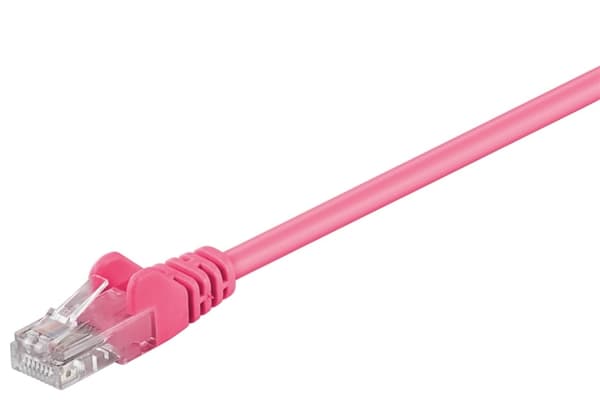 Goobay Patchkabel CAT 5e, U/UTP, magenta, 1 m kopparklädd aluminiumtråd (CCA)