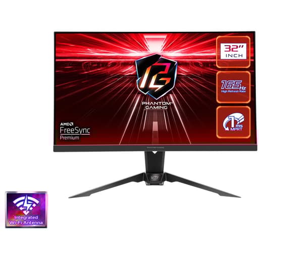 Phantom Gaming by Asrock monitor PG32QF2B  31,5"/VA/2560x1440/165Hz/ 550cd/m2/1ms/DP/2x HDMI/repro/výšk. nast./Wifi ant.
