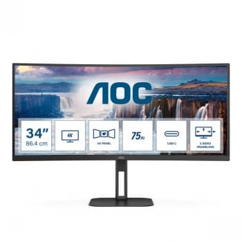 AOC | Curved Monitor | CU34V5C/BK | 34 " | VA | WQHD | 21:9 | 100 Hz | 4 ms | 3440 x 1440 | 300 cd/m² | HDMI ports quantity 1 Sort