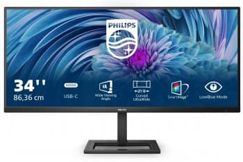 Philips | Monitor | 346E2LAE | 34 " | VA | WQHD | 21:9 | 100 Hz | 4 ms | 3440 x 1440 | 300 cd/m² | HDMI ports quantity 1 Sort