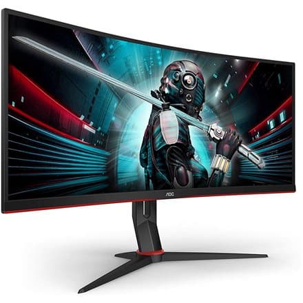 MONITOR  AOC - gaming 34 inch, Gaming, VA, UWQHD (3440 x 1440), Ultra Wide, 300 cd/mp, 1 ms, HDMI x 2 | Display Port, "CU34G2X/BK" (timbru verde 7 lei