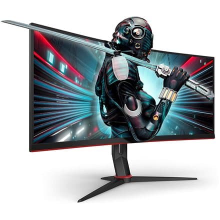 MONITOR  AOC - gaming 34 inch, Gaming, VA, UWQHD (3440 x 1440), Ultra Wide, 300 cd/mp, 1 ms, HDMI x 2 | Display Port, "CU34G2X/BK" (timbru verde 7 lei
