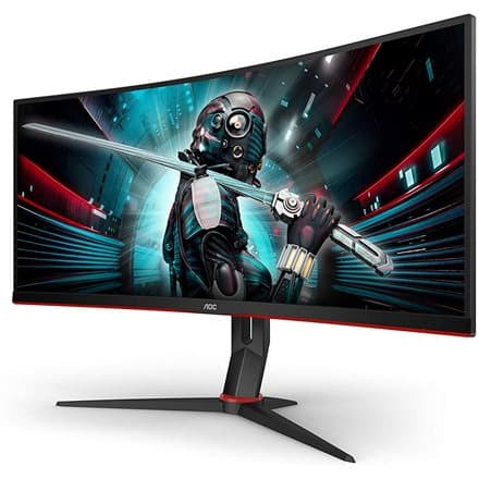 MONITOR  AOC - gaming 34 inch, Gaming, VA, UWQHD (3440 x 1440), Ultra Wide, 300 cd/mp, 1 ms, HDMI x 2 | Display Port, "CU34G2X/BK" (timbru verde 7 lei