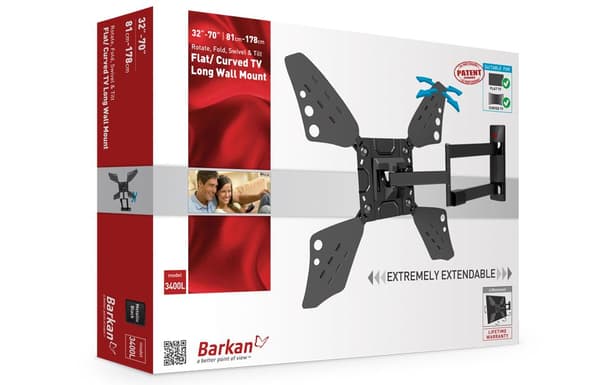 SUPORT de perete BARKAN, pt 1 TV/monitor plat, curbat, diag. max 80 inch, rotatie, inclinare, pivotare, verticala, max 50 kg, "3400LW.W"