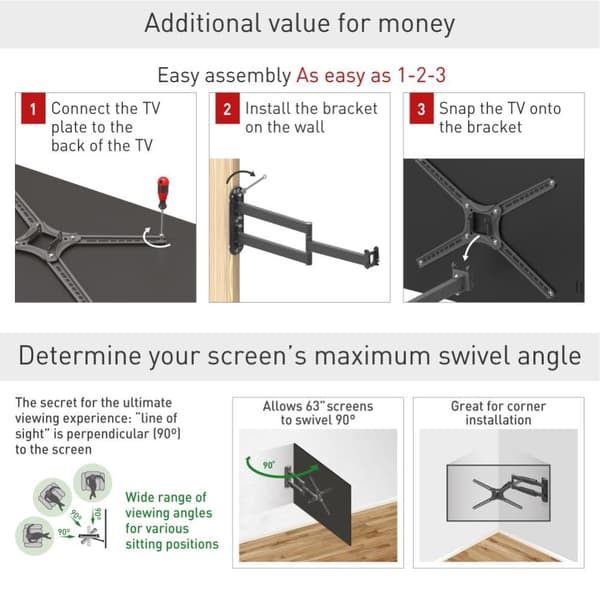 Barkan TV Wall Mount 13"- 65" Black "BM343XL"