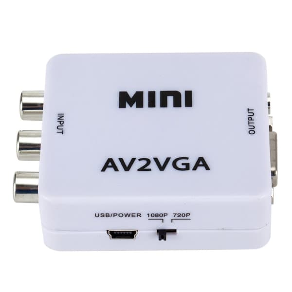 RoGer Adapter to Transfer RCA to VGA Signal (+Audio) White