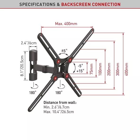 Barkan TV Wall Mount Full Motion 13"-65" "BM331" Sort