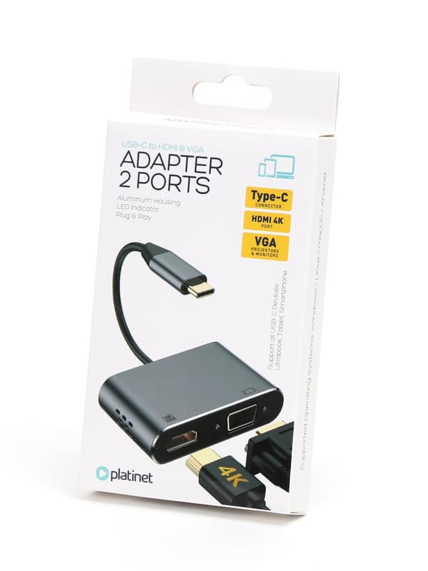 Platinet adapter USB-C - HDMI/VGA (45224)
