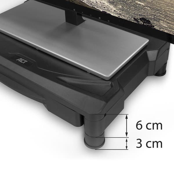 ACT Monitor stand extra wide with drawer, adjustable height