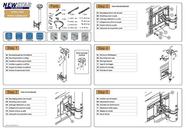 Neomounts FPMA-C200 bracket - full-motion - for LCD display - black