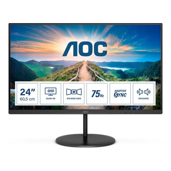 AOC V4 Q24V4EA LED-skærm 60,5 cm (23,8") 2560 x 1440 pixels 2K Ultra HD Black