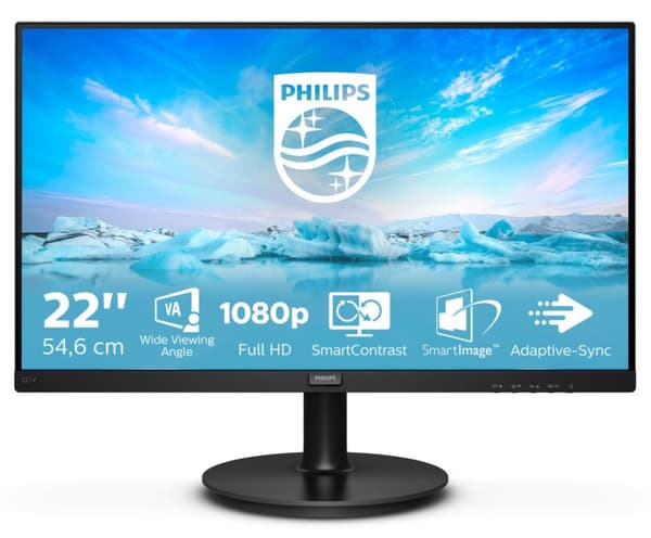 Philips V Line 221V8A/00 LED-skærm 54,6 cm (21,5") 1920 x 1080 pixels Full HD Sort Sort