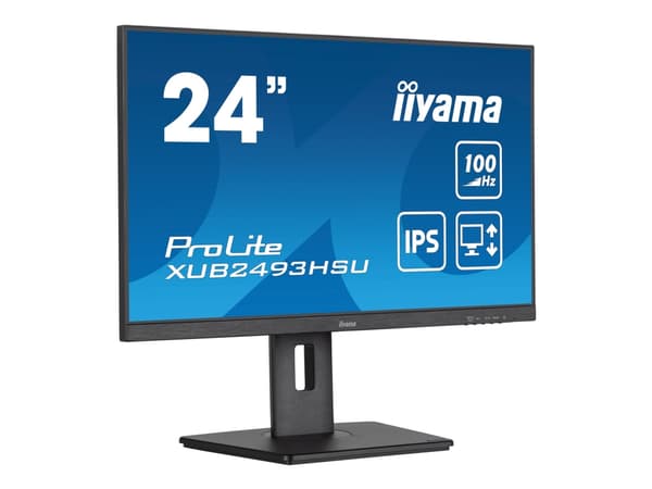 iiyama ProLite XUB2493HSU-B6 - LED-skjerm - 24" (23.8" synlig) - 1920 x 1080 Full HD (1080p) @ 100 Hz - IPS - 250 cd/m² - 1000:1 - 1 ms - HDMI, Displ