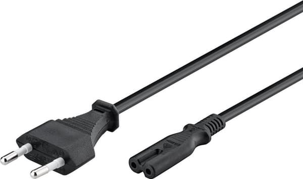 Goobay Nettkabel Euro-plugg, 0,5 m, svart Euro-plugg (type C, CEE 7/16) &gt; apparatkontakt C7