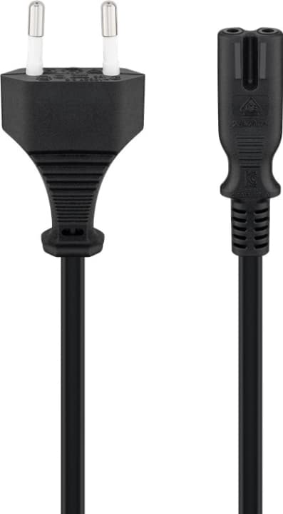 Goobay Nettkabel Euro-plugg, 0,5 m, svart Euro-plugg (type C, CEE 7/16) &gt; apparatkontakt C7