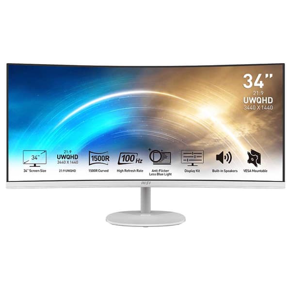 Msi Buet Skærm Pro Mp341cqw 34´´ Uwqhd Va Wled 100hz Transparent