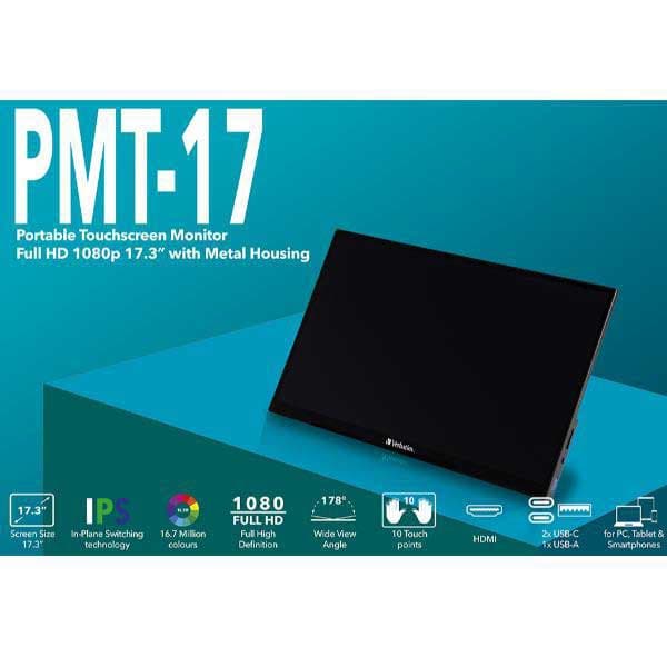 Verbatim Kannettava Kosketusnäyttö Pmt-17 17.3´´ Full Hd Ips Led Musta One Size / EU Plug