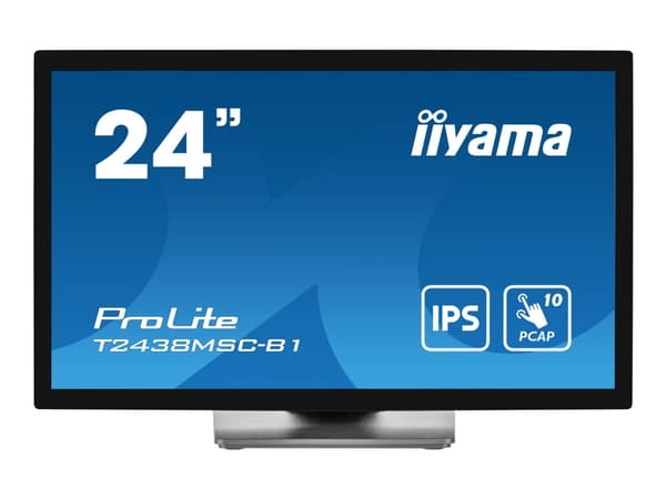 iiyama ProLite T2438MSC-B1 - LED-skärm - 24" (23.8" visbar) - pekskärm - 1920 x 1080 Full HD (1080p) - IPS - 600 cd/m² - 1000:1 - 5 ms - HDMI, Displa