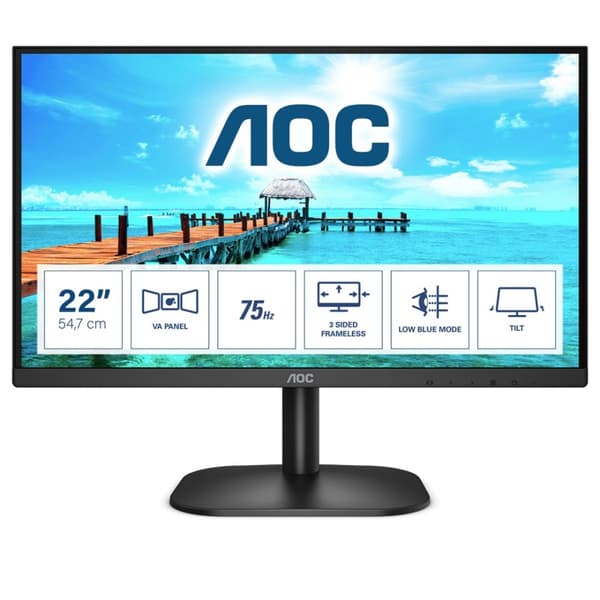 AOC B2 22B2H/EU LED-skærm 54,6 cm (21,5") 1920 x 1080 pixels Full HD Sort Sort
