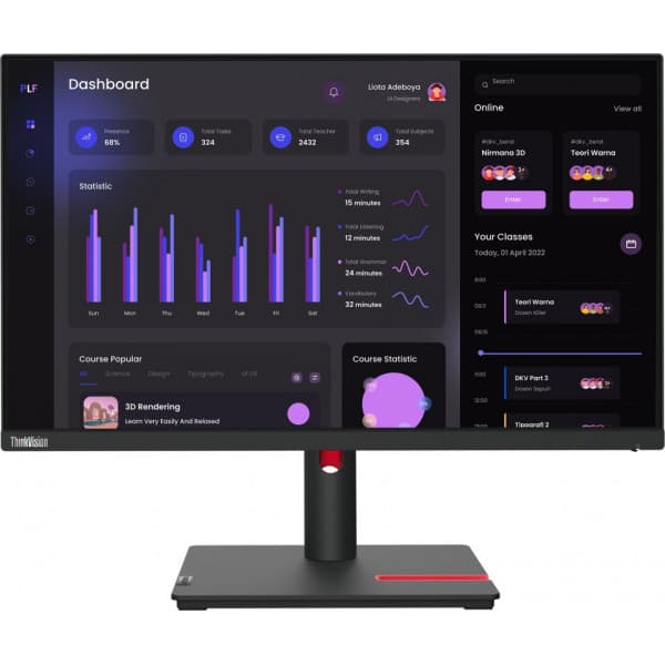 Lenovo ThinkVision T24i-30 23,8" Full HD-skärm Svart